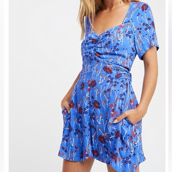 Free People Bet You Do Blue Floral Romper - Picture 1 of 7